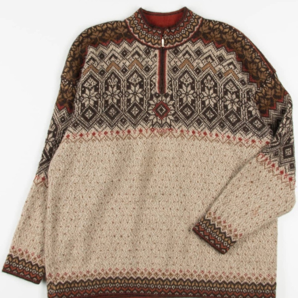 Vintage Intiwara 100% Alpaca Multicolor Patterned Sweater size large